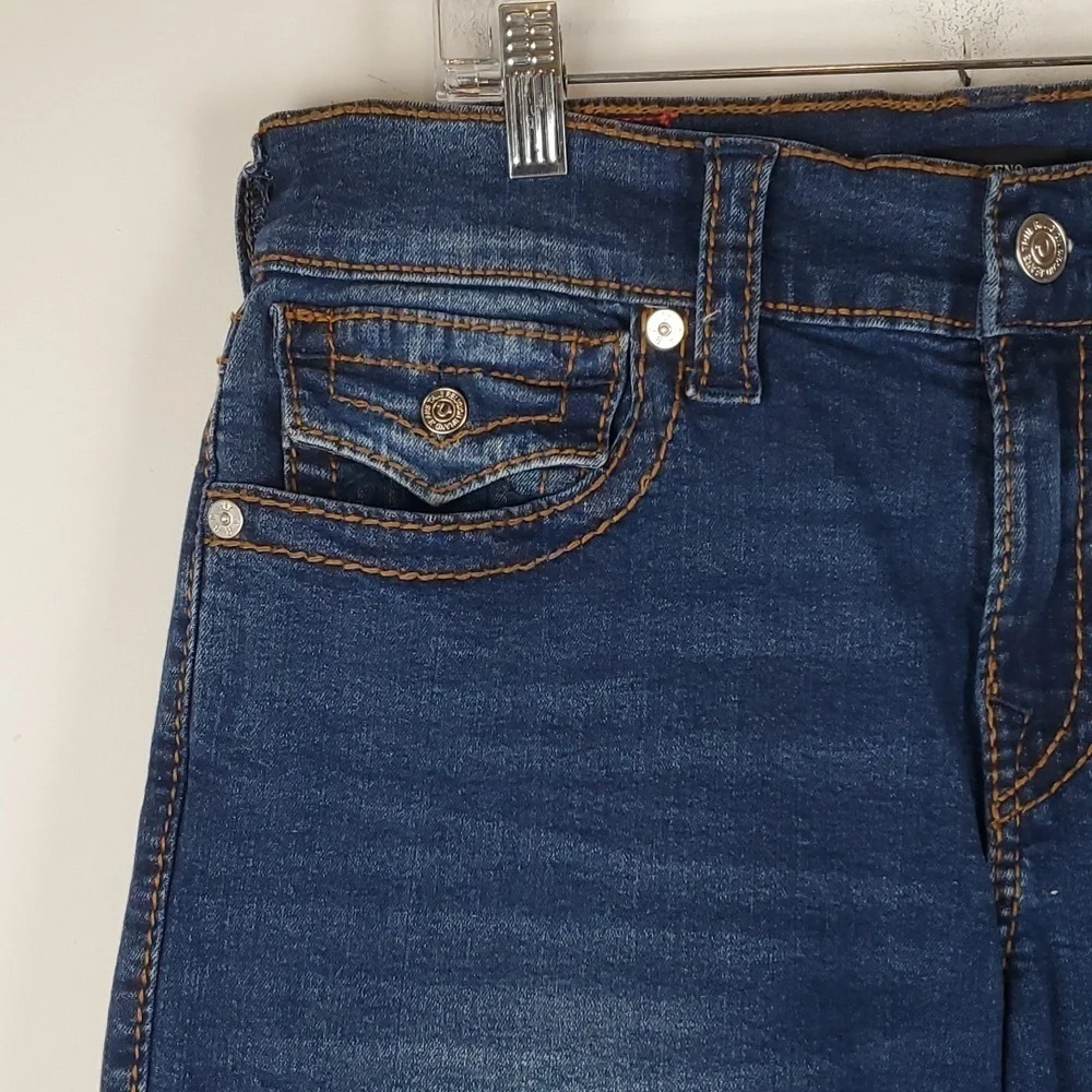 True Religion Geno Jeans 32x32 Relaxed Slim Dark Roper Wash‎ Big T Flap pocket